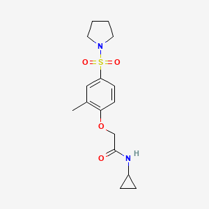 molecular formula C16H22N2O4S B4417356 N-cyclopropyl-2-[2-methyl-4-(1-pyrrolidinylsulfonyl)phenoxy]acetamide 