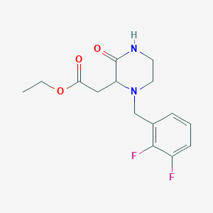 molecular formula C15H18F2N2O3 B4417362 ETHYL 2-{1-[(2,3-DIFLUOROPHENYL)METHYL]-3-OXOPIPERAZIN-2-YL}ACETATE 