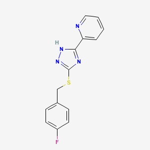 molecular formula C14H11FN4S B4417428 2-{5-[(4-fluorobenzyl)thio]-4H-1,2,4-triazol-3-yl}pyridine 
