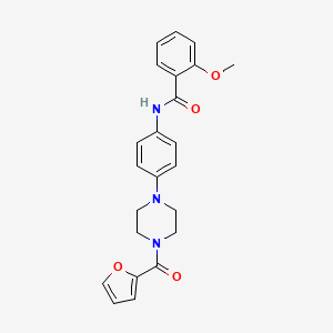 molecular formula C23H23N3O4 B4417471 N-{4-[4-(2-furoyl)-1-piperazinyl]phenyl}-2-methoxybenzamide 