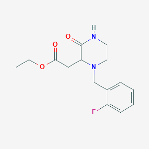 molecular formula C15H19FN2O3 B4417541 Ethyl 2-{1-[(2-fluorophenyl)methyl]-3-oxopiperazin-2-yl}acetate 