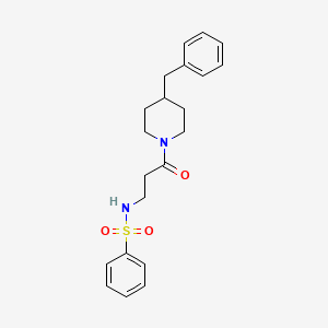 molecular formula C21H26N2O3S B4417561 N-[3-(4-benzyl-1-piperidinyl)-3-oxopropyl]benzenesulfonamide 