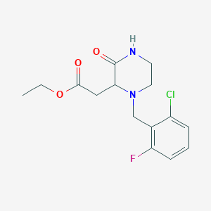 molecular formula C15H18ClFN2O3 B4417667 ETHYL 2-{1-[(2-CHLORO-6-FLUOROPHENYL)METHYL]-3-OXOPIPERAZIN-2-YL}ACETATE 