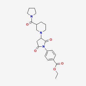 molecular formula C23H29N3O5 B4417693 Ethyl 4-{2,5-dioxo-3-[3-(pyrrolidin-1-ylcarbonyl)piperidin-1-yl]pyrrolidin-1-yl}benzoate 