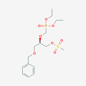molecular formula C16H27O8PS B044177 (R)-[[1-[[(Methylsulfonyl)oxy]methyl]-2-(phenylmethoxy)ethoxy]methyl]phosphonic acid diethyl ester CAS No. 120362-30-3