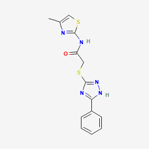 molecular formula C14H13N5OS2 B4417849 N-(4-methyl-1,3-thiazol-2-yl)-2-[(5-phenyl-4H-1,2,4-triazol-3-yl)sulfanyl]acetamide 