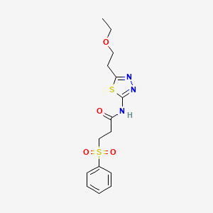 molecular formula C15H19N3O4S2 B4417864 3-(benzenesulfonyl)-N-[5-(2-ethoxyethyl)-1,3,4-thiadiazol-2-yl]propanamide 