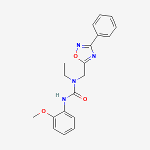 molecular formula C19H20N4O3 B4418079 N-ethyl-N'-(2-methoxyphenyl)-N-[(3-phenyl-1,2,4-oxadiazol-5-yl)methyl]urea 