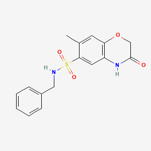 molecular formula C16H16N2O4S B4418340 N-benzyl-7-methyl-3-oxo-3,4-dihydro-2H-1,4-benzoxazine-6-sulfonamide 