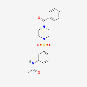 molecular formula C20H23N3O4S B4418393 N-{3-[(4-benzoylpiperazin-1-yl)sulfonyl]phenyl}propanamide 