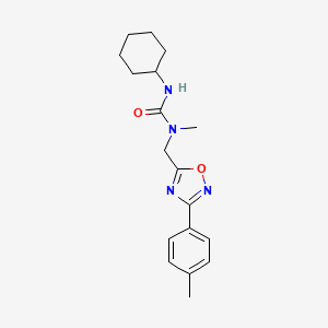 molecular formula C18H24N4O2 B4418424 N'-cyclohexyl-N-methyl-N-{[3-(4-methylphenyl)-1,2,4-oxadiazol-5-yl]methyl}urea 