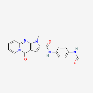 molecular formula C21H19N5O3 B4418548 N-[4-(acetylamino)phenyl]-1,9-dimethyl-4-oxo-1,4-dihydropyrido[1,2-a]pyrrolo[2,3-d]pyrimidine-2-carboxamide 