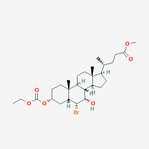 molecular formula C28H45BrO6 B044186 Methyl (4R)-4-[(3R,5R,6R,7S,8S,9S,10R,13R,14S,17R)-6-bromo-3-ethoxycarbonyloxy-7-hydroxy-10,13-dimethyl-2,3,4,5,6,7,8,9,11,12,14,15,16,17-tetradecahydro-1H-cyclopenta[a]phenanthren-17-yl]pentanoate CAS No. 125112-74-5