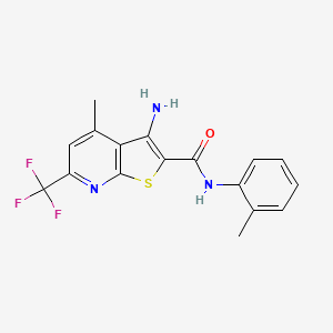 molecular formula C17H14F3N3OS B4418673 3-amino-4-methyl-N-(2-methylphenyl)-6-(trifluoromethyl)thieno[2,3-b]pyridine-2-carboxamide 