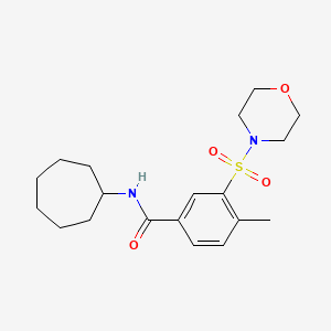 molecular formula C19H28N2O4S B4418817 N-cycloheptyl-4-methyl-3-(morpholin-4-ylsulfonyl)benzamide 