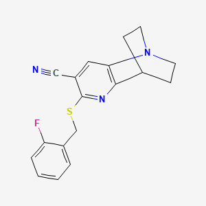 molecular formula C18H16FN3S B4418919 6-[(2-fluorobenzyl)sulfanyl]-3,4-dihydro-2H-1,4-ethano-1,5-naphthyridine-7-carbonitrile 