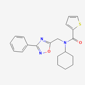 molecular formula C20H21N3O2S B4420401 N-cyclohexyl-N-[(3-phenyl-1,2,4-oxadiazol-5-yl)methyl]thiophene-2-carboxamide 