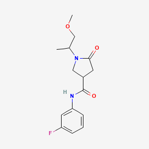 molecular formula C15H19FN2O3 B4420529 N-(3-fluorophenyl)-1-(1-methoxypropan-2-yl)-5-oxopyrrolidine-3-carboxamide 