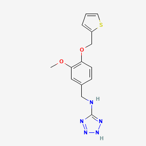 molecular formula C14H15N5O2S B4420652 N-[[3-methoxy-4-(thiophen-2-ylmethoxy)phenyl]methyl]-2H-tetrazol-5-amine 