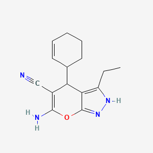 molecular formula C15H18N4O B4420660 6-amino-4-cyclohex-2-en-1-yl-3-ethyl-2,4-dihydropyrano[2,3-c]pyrazole-5-carbonitrile 