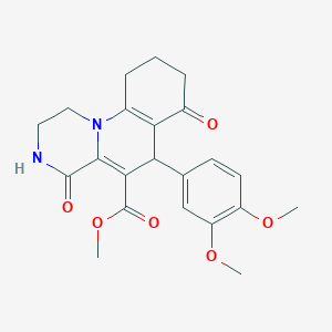 molecular formula C22H24N2O6 B4420726 METHYL 6-(3,4-DIMETHOXYPHENYL)-4,7-DIOXO-1H,2H,3H,4H,6H,7H,8H,9H,10H-PYRAZINO[1,2-A]QUINOLINE-5-CARBOXYLATE 