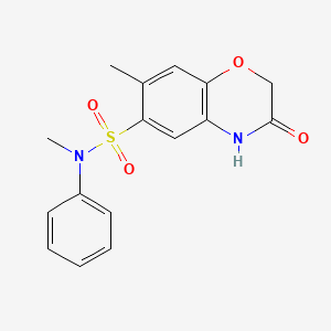 molecular formula C16H16N2O4S B4420732 N,7-dimethyl-3-oxo-N-phenyl-3,4-dihydro-2H-1,4-benzoxazine-6-sulfonamide 