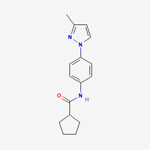 molecular formula C16H19N3O B4420871 N-[4-(3-methyl-1H-pyrazol-1-yl)phenyl]cyclopentanecarboxamide 