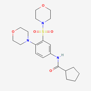 molecular formula C20H29N3O5S B4420965 N-[4-(MORPHOLIN-4-YL)-3-(MORPHOLINE-4-SULFONYL)PHENYL]CYCLOPENTANECARBOXAMIDE 
