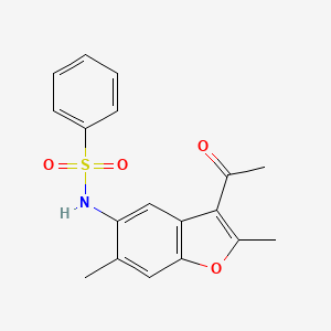 molecular formula C18H17NO4S B4420995 N-(3-acetyl-2,6-dimethyl-1-benzofuran-5-yl)benzenesulfonamide 