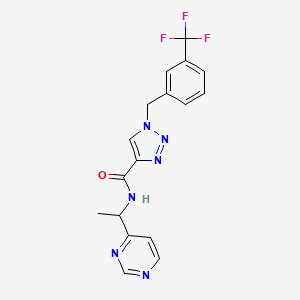 molecular formula C17H15F3N6O B4421102 N-(1-pyrimidin-4-ylethyl)-1-[[3-(trifluoromethyl)phenyl]methyl]triazole-4-carboxamide 