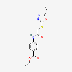 molecular formula C15H17N3O4S B4421118 ethyl 4-({[(5-ethyl-1,3,4-oxadiazol-2-yl)thio]acetyl}amino)benzoate 