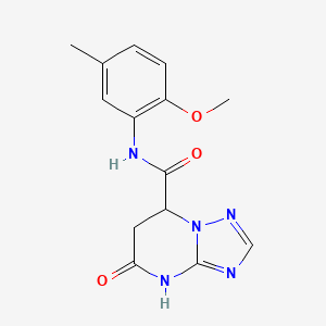 molecular formula C14H15N5O3 B4421166 N-(2-methoxy-5-methylphenyl)-5-oxo-4,5,6,7-tetrahydro[1,2,4]triazolo[1,5-a]pyrimidine-7-carboxamide 