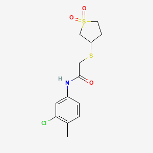 molecular formula C13H16ClNO3S2 B4421313 N-(3-CHLORO-4-METHYLPHENYL)-2-[(11-DIOXO-1LAMBDA6-THIOLAN-3-YL)SULFANYL]ACETAMIDE 
