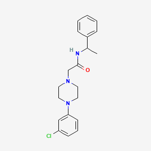 molecular formula C20H24ClN3O B4421377 2-[4-(3-chlorophenyl)piperazin-1-yl]-N-(1-phenylethyl)acetamide 