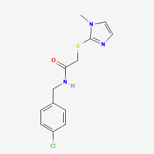 molecular formula C13H14ClN3OS B4421616 N-[(4-chlorophenyl)methyl]-2-[(1-methyl-1H-imidazol-2-yl)sulfanyl]acetamide 