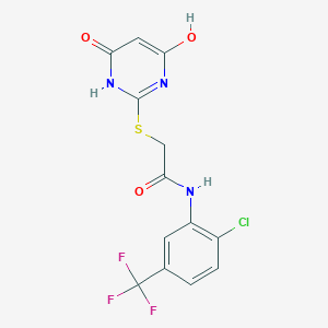molecular formula C13H9ClF3N3O3S B4421644 N-[2-CHLORO-5-(TRIFLUOROMETHYL)PHENYL]-2-[(4,6-DIHYDROXY-2-PYRIMIDINYL)SULFANYL]ACETAMIDE 