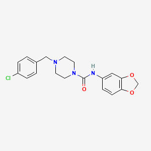 molecular formula C19H20ClN3O3 B4421646 N-(2H-13-BENZODIOXOL-5-YL)-4-[(4-CHLOROPHENYL)METHYL]PIPERAZINE-1-CARBOXAMIDE 