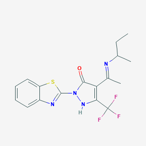 molecular formula C17H17F3N4OS B442195 (4E)-2-(1,3-benzothiazol-2-yl)-4-[1-(butan-2-ylamino)ethylidene]-5-(trifluoromethyl)-2,4-dihydro-3H-pyrazol-3-one CAS No. 353772-33-5