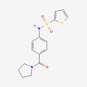 molecular formula C15H16N2O3S2 B4421979 N-[4-(pyrrolidine-1-carbonyl)phenyl]thiophene-2-sulfonamide 