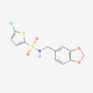 molecular formula C12H10ClNO4S2 B4422151 N-[(2H-13-BENZODIOXOL-5-YL)METHYL]-5-CHLOROTHIOPHENE-2-SULFONAMIDE 