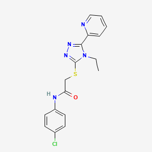 molecular formula C17H16ClN5OS B4422234 N-(4-chlorophenyl)-2-{[4-ethyl-5-(pyridin-2-yl)-4H-1,2,4-triazol-3-yl]sulfanyl}acetamide CAS No. 577764-94-4