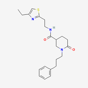 molecular formula C22H29N3O2S B4422256 N-[2-(4-ethyl-1,3-thiazol-2-yl)ethyl]-6-oxo-1-(3-phenylpropyl)-3-piperidinecarboxamide 