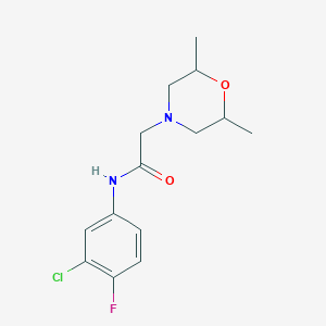 molecular formula C14H18ClFN2O2 B4422354 N-(3-chloro-4-fluorophenyl)-2-(2,6-dimethylmorpholin-4-yl)acetamide 