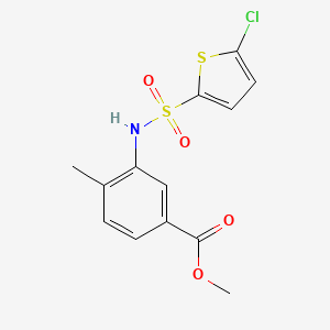 molecular formula C13H12ClNO4S2 B4422441 methyl 3-{[(5-chloro-2-thienyl)sulfonyl]amino}-4-methylbenzoate 