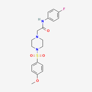 molecular formula C19H22FN3O4S B4422508 N-(4-FLUOROPHENYL)-2-[4-(4-METHOXYBENZENESULFONYL)PIPERAZIN-1-YL]ACETAMIDE 
