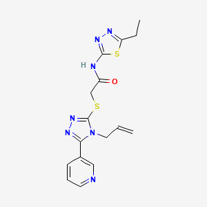 molecular formula C16H17N7OS2 B4422757 N-(5-ethyl-1,3,4-thiadiazol-2-yl)-2-{[4-(prop-2-en-1-yl)-5-(pyridin-3-yl)-4H-1,2,4-triazol-3-yl]sulfanyl}acetamide 