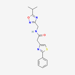 molecular formula C17H18N4O2S B4423005 N-[(5-isopropyl-1,2,4-oxadiazol-3-yl)methyl]-2-(2-phenyl-1,3-thiazol-4-yl)acetamide 