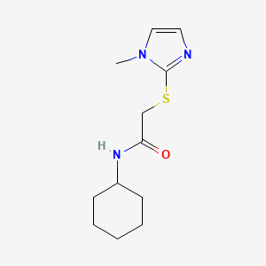 molecular formula C12H19N3OS B4423010 N-cyclohexyl-2-[(1-methyl-1H-imidazol-2-yl)sulfanyl]acetamide 