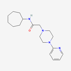 molecular formula C18H28N4O B4423142 N-cycloheptyl-2-[4-(pyridin-2-yl)piperazin-1-yl]acetamide 