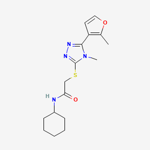 molecular formula C16H22N4O2S B4423202 N-CYCLOHEXYL-2-{[4-METHYL-5-(2-METHYL-3-FURYL)-4H-1,2,4-TRIAZOL-3-YL]SULFANYL}ACETAMIDE 